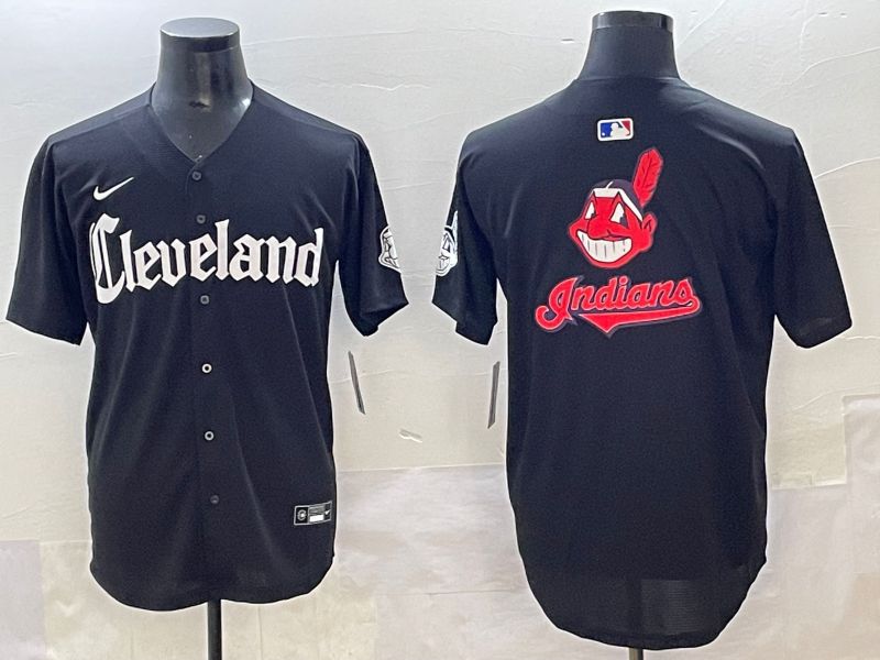 Men 2025 Cleveland Indians Blank Black Five generations Joint Name Nike MLB Jersey style 6